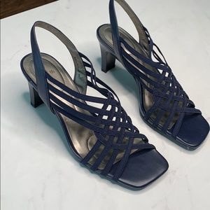 Navy Blue Strappy Sandal Heels By Bandolino 8M
